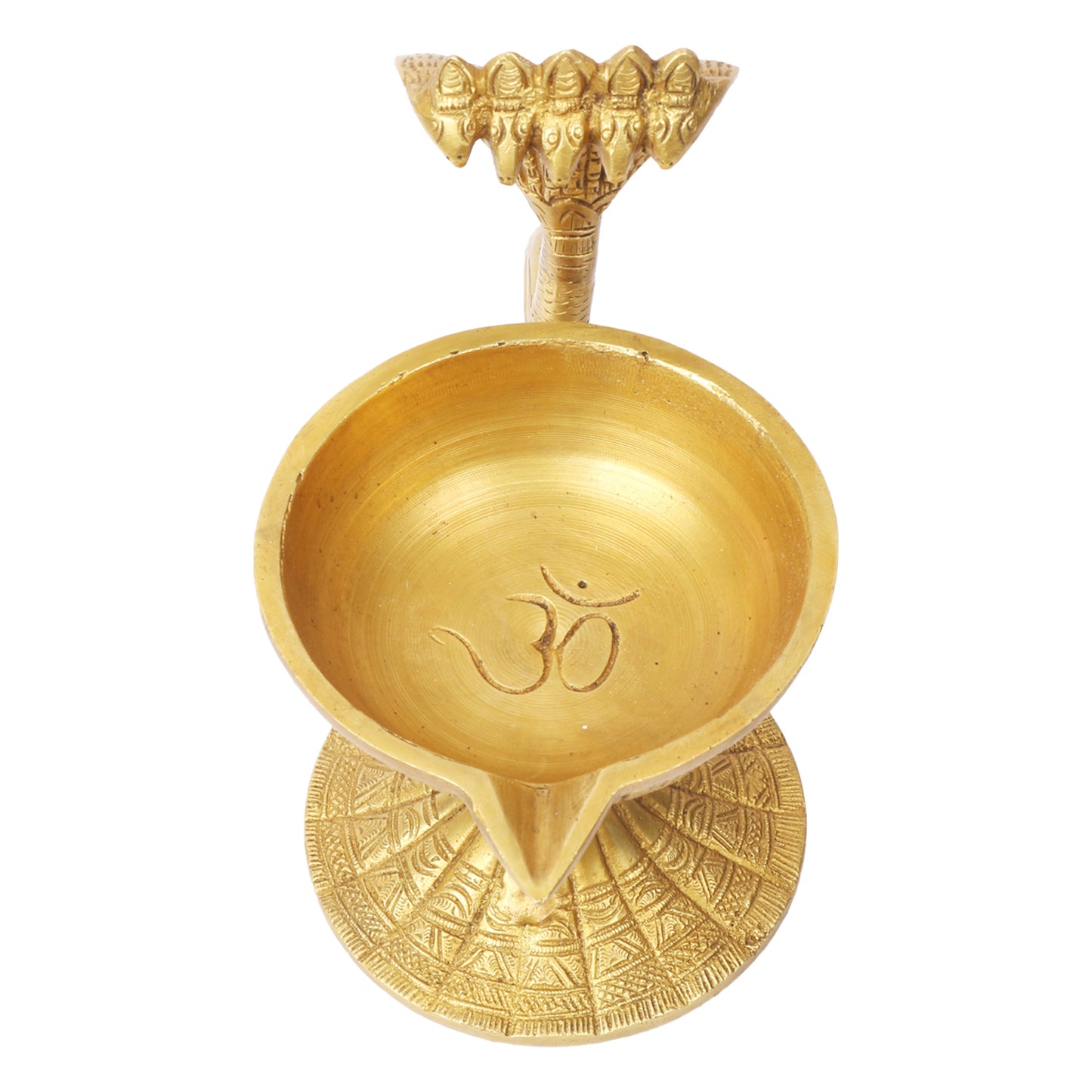Brass Sheshnaag Dhoop Diya Stand: Incense Burner, Oil Lamp, Diwali Gift, Gold Color Color, 5.5 Inch - SvarupArt