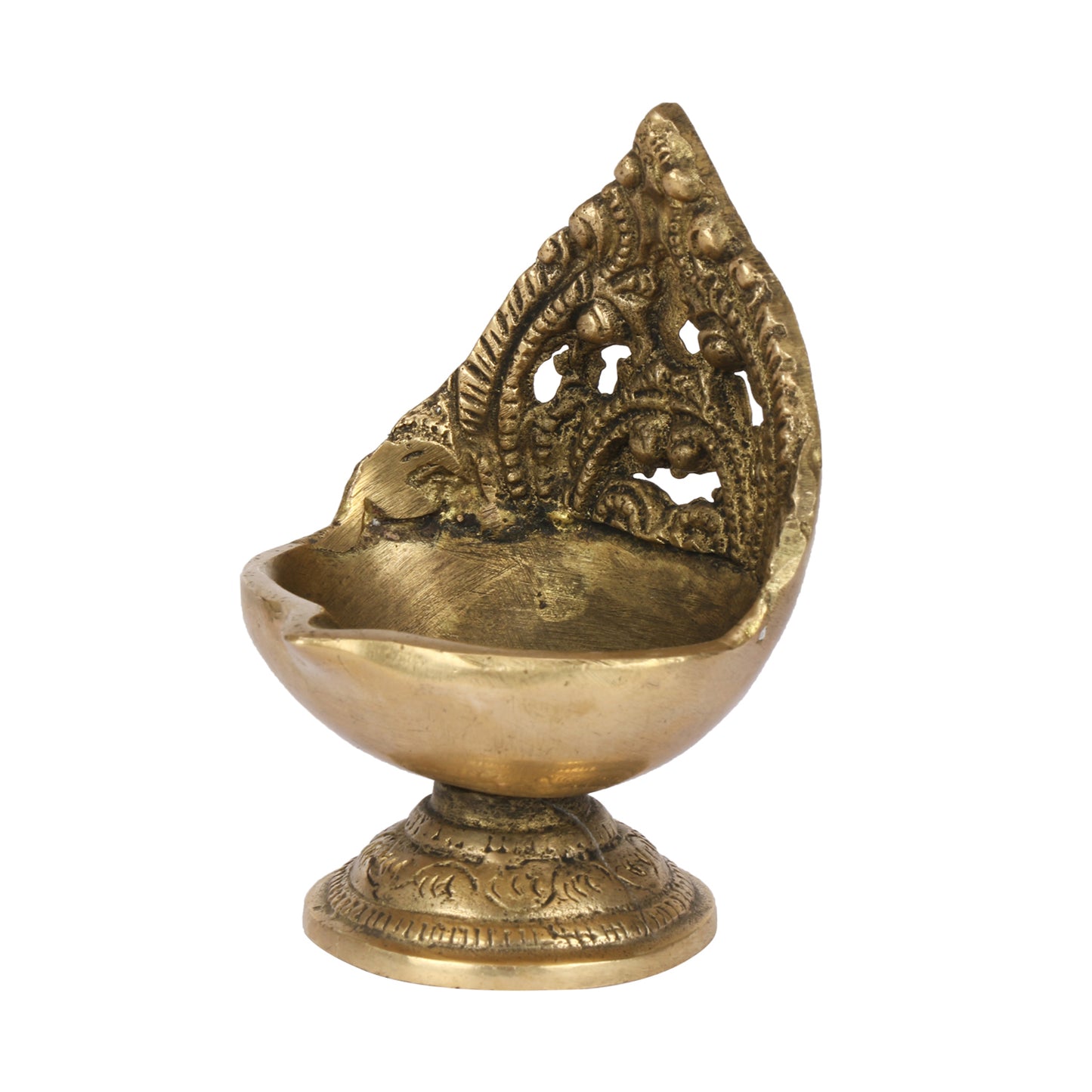 4 Inch Handmade Brass Oil Diya with Stand: Perfect for Diwali, Home Entrance Decor, and Pooja. Great as a Gift - SvarupArt
