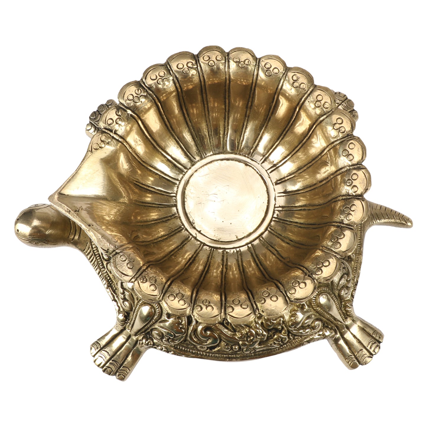 Brass Large Size Diya Deepak: Ideal for Puja Room, featuring a Tortoise (Kachua) Statue - SvarupArt