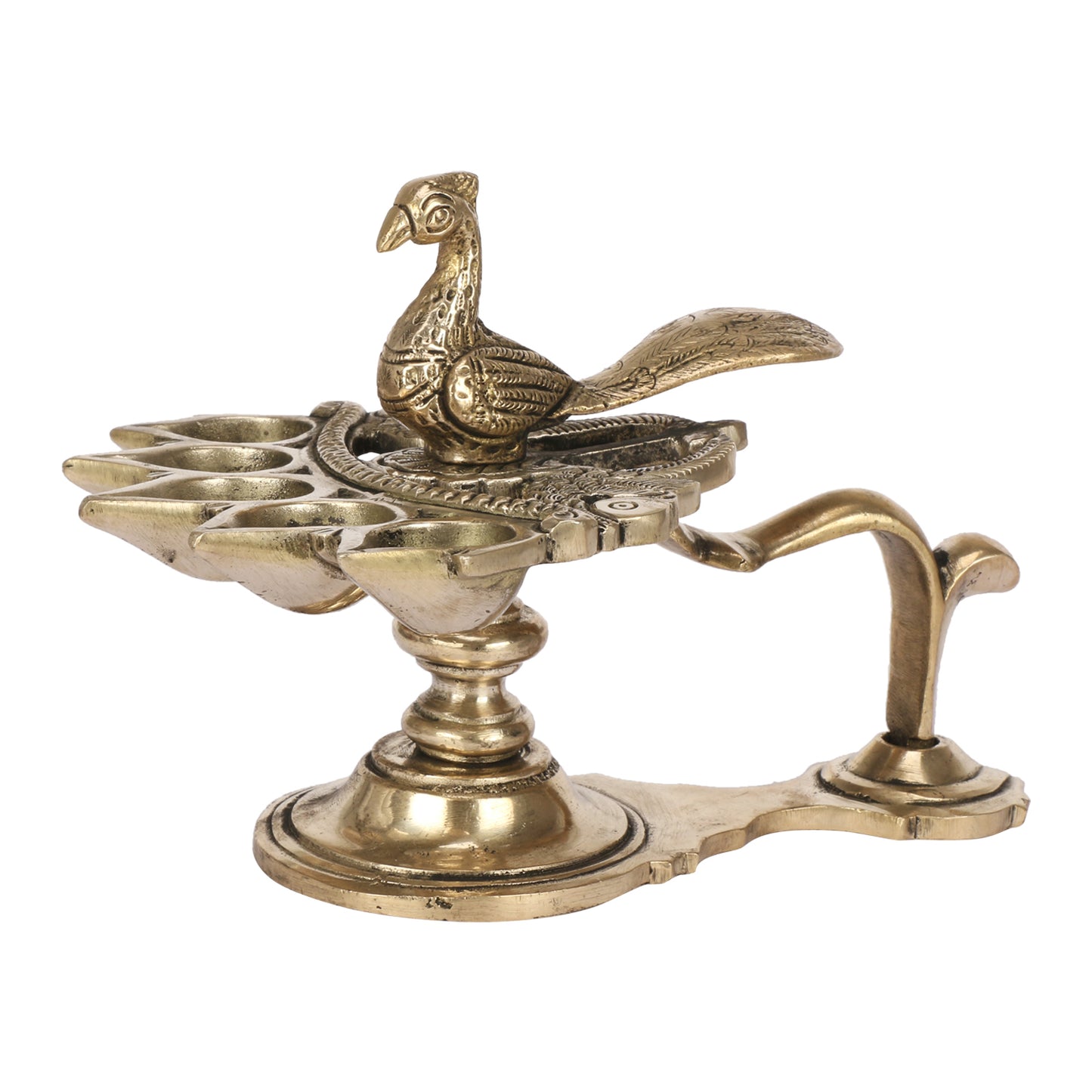 Brass Heavy Weight Pancharti Diya: Ideal for Pach Aarti, Jyoti Puja, Temple Pooja, Decor, and Gifts. - SvarupArt