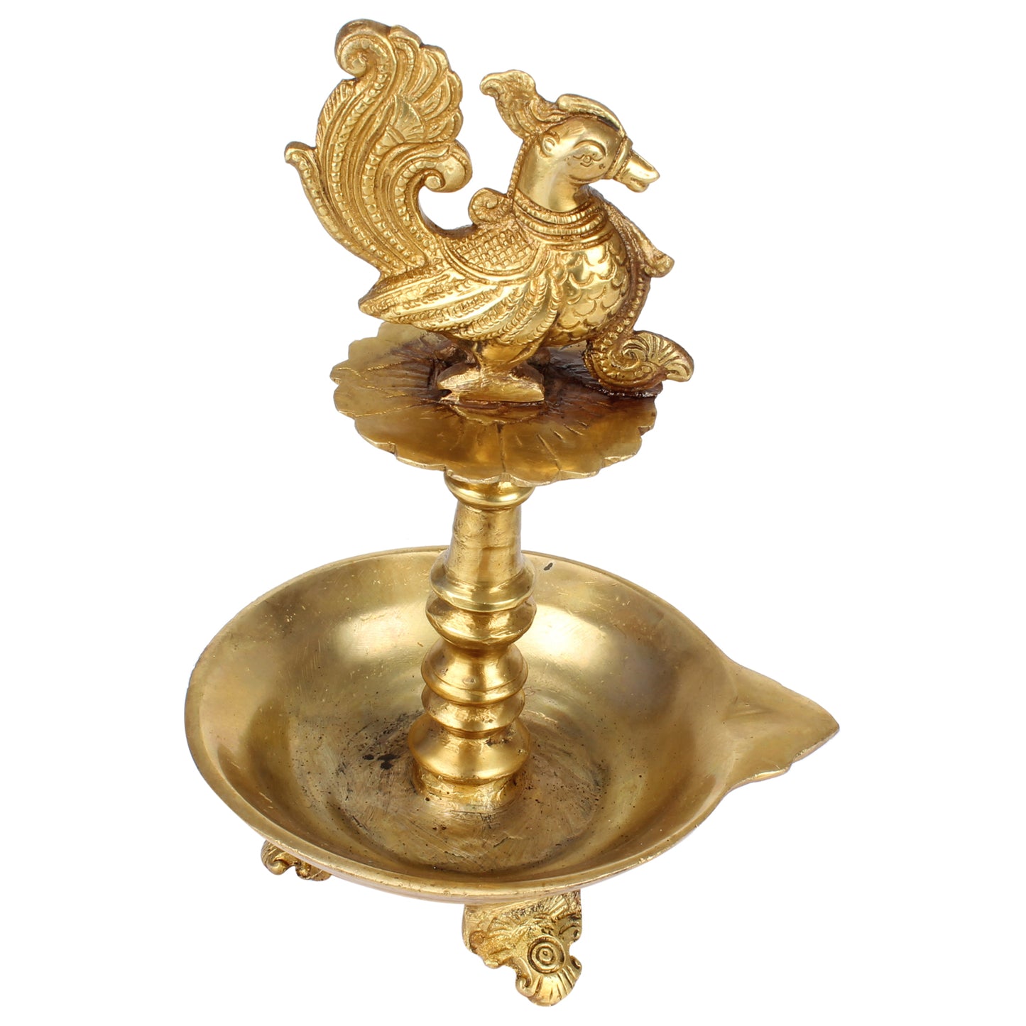 Brass Diya for Puja Room: Featuring a Peacock Theme, Hanging Designer Deepak Deepam, Ideal for Home Decor - SvarupArt