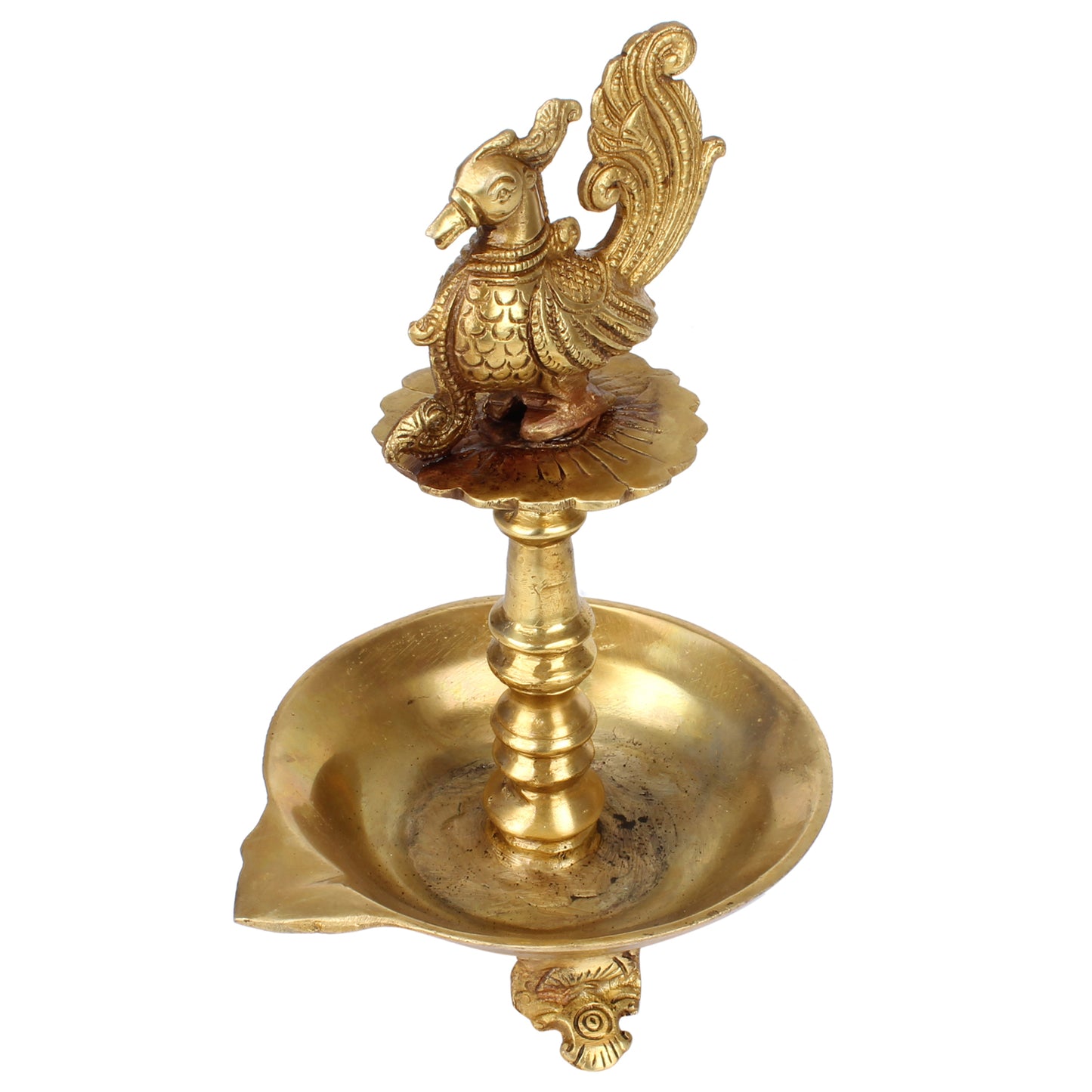 Brass Diya for Puja Room: Featuring a Peacock Theme, Hanging Designer Deepak Deepam, Ideal for Home Decor - SvarupArt