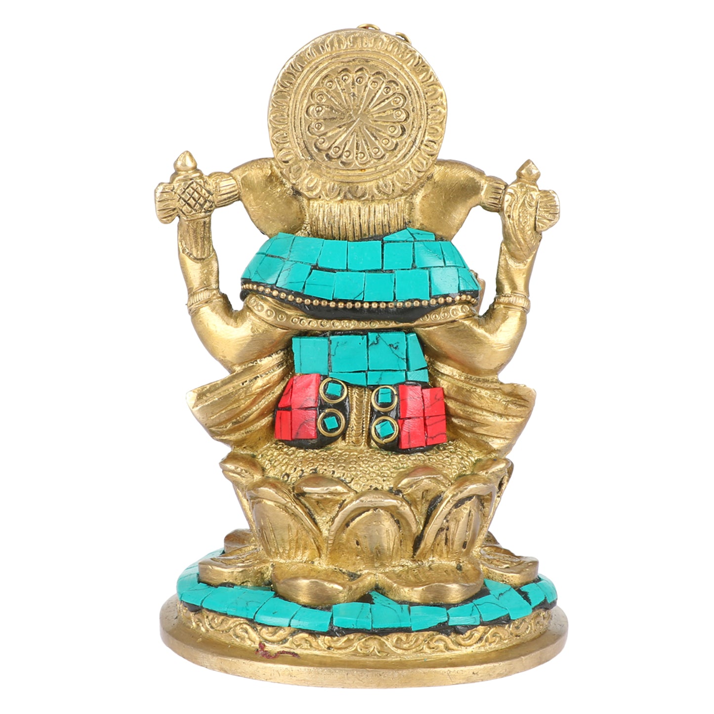 Brass Sitting Ganesha Idol In Multicolor Height 7 Inch Weight 2 Kg - SvarupArt