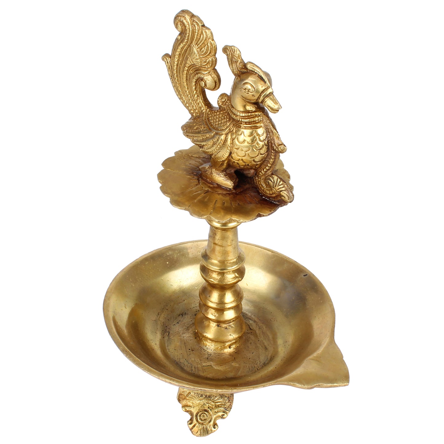 Brass Diya for Puja Room: Featuring a Peacock Theme, Hanging Designer Deepak Deepam, Ideal for Home Decor - SvarupArt