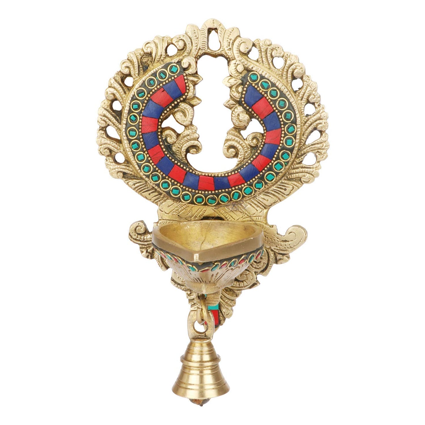 Brass Wall Hanging Diya with Bell: Perfect for Home, Office Decor, Deepak, Deepam, Showpiece, and Gifting - SvarupArt