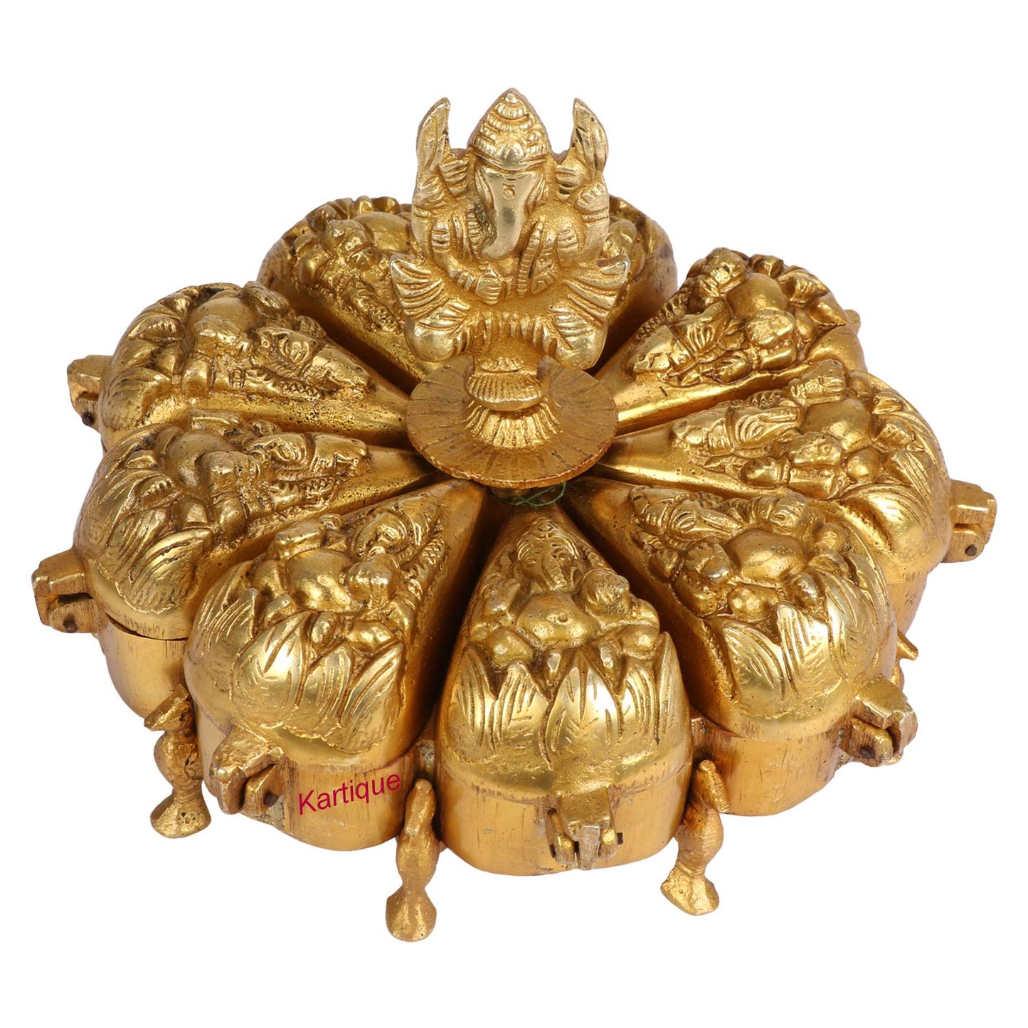 Brass Chopad Ganesha Idol In Gold Color Height 12 Inch Weight 2.4 Kg - SvarupArt