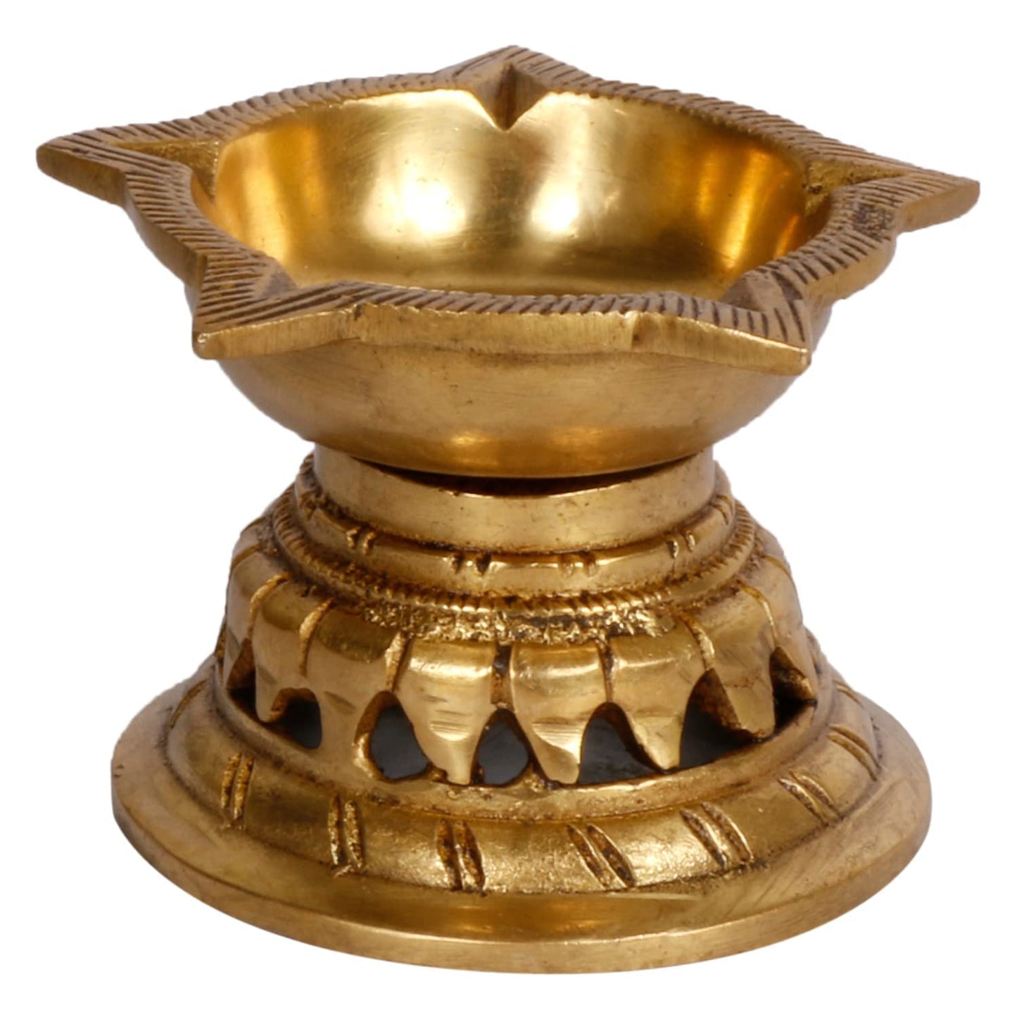 Brass Large Size Oil Lamp Diya: Perfect for Temple Aarti - SvarupArt