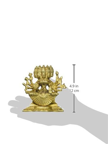 Brass Panchmukhi Gayatri MATA Devi Idol Savitri Statue, Home Decor, Savitri, Vedamata Murti,Gold, 5 Inch, 1 Piece - SvarupArt