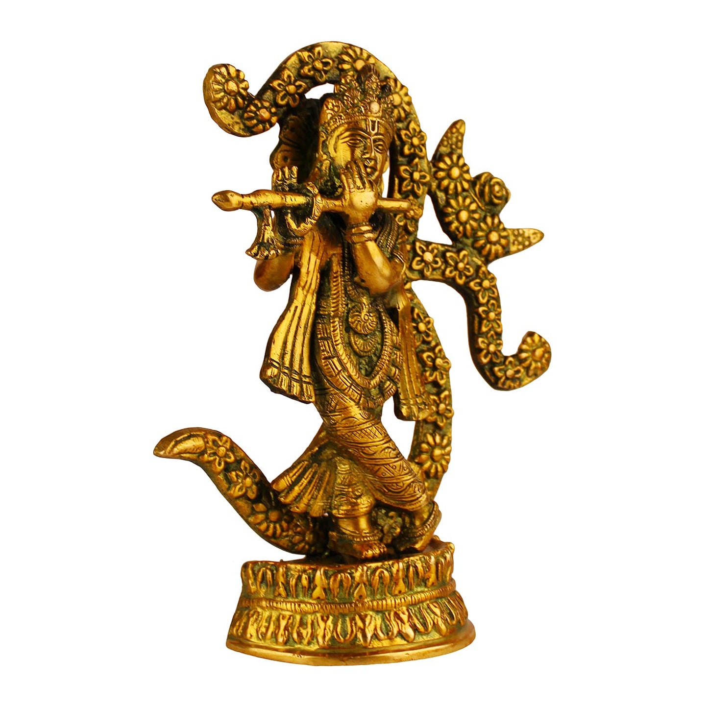 Brass Krishan Bhagwan Idol with Om in Multi Color Height 8 Inch - SvarupArt