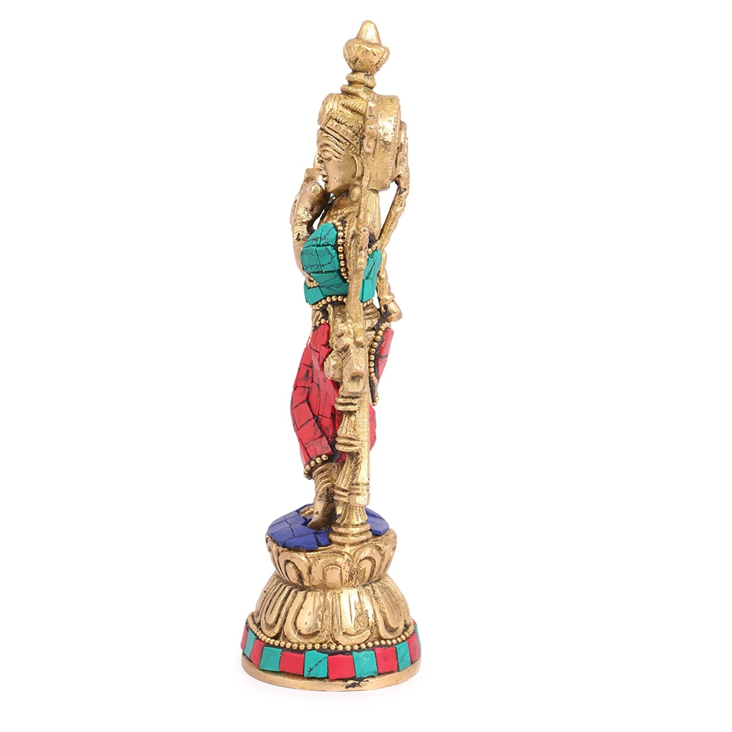 Brass Krishna Bhagwan Murti in Multicolor Height 6.5 Inch - SvarupArt