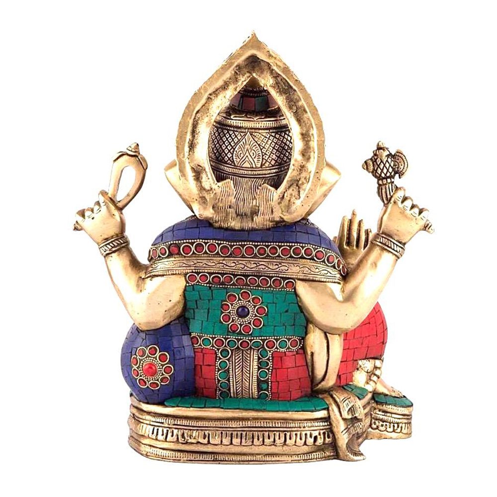 Brass Ganesha Idol for Home Decoration Ganpati Statue Murti for Gift Height 13 Inch Weight 7.5 Kg Color Multicolor - SvarupArt