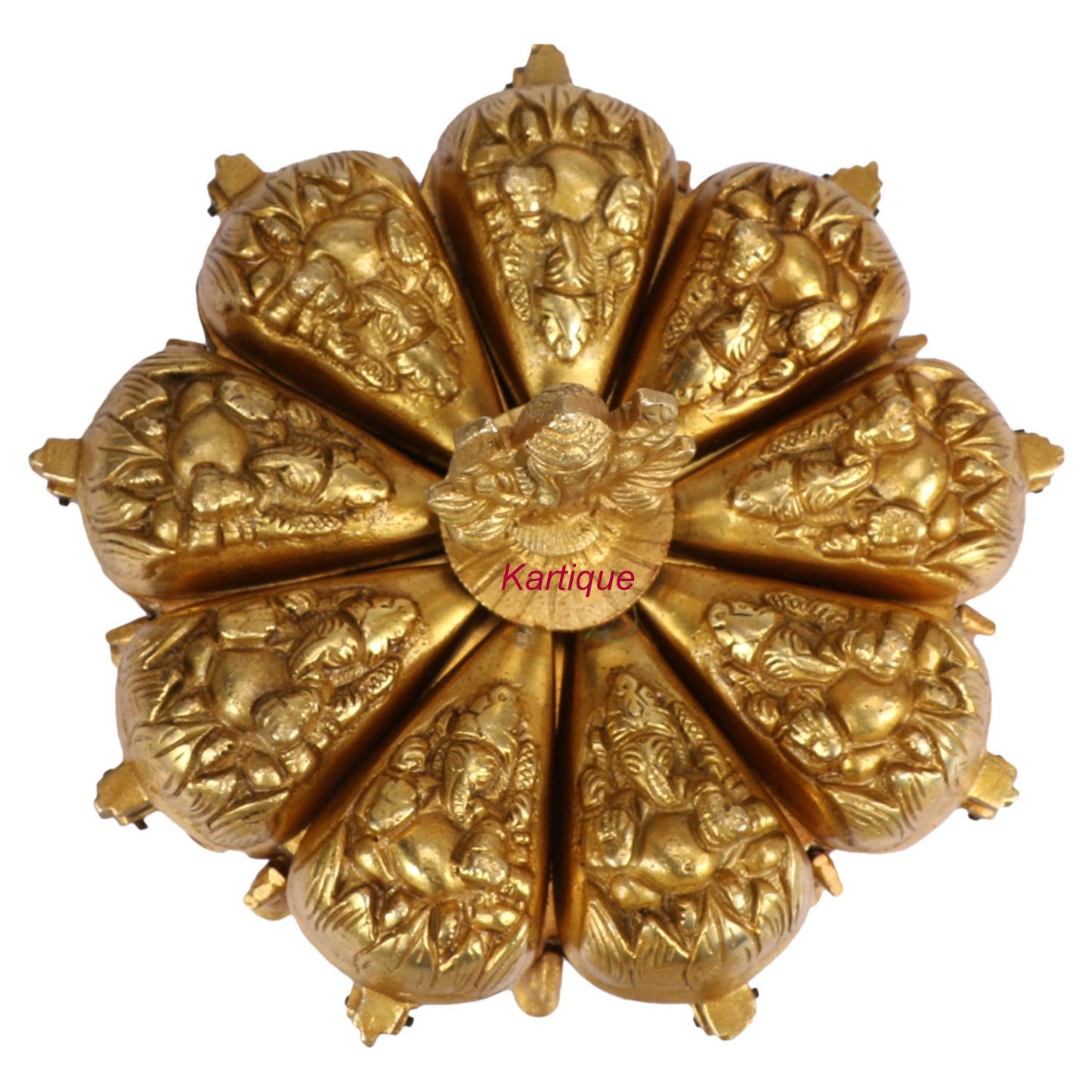 Brass Chopad Ganesha Idol In Gold Color Height 12 Inch Weight 2.4 Kg - SvarupArt