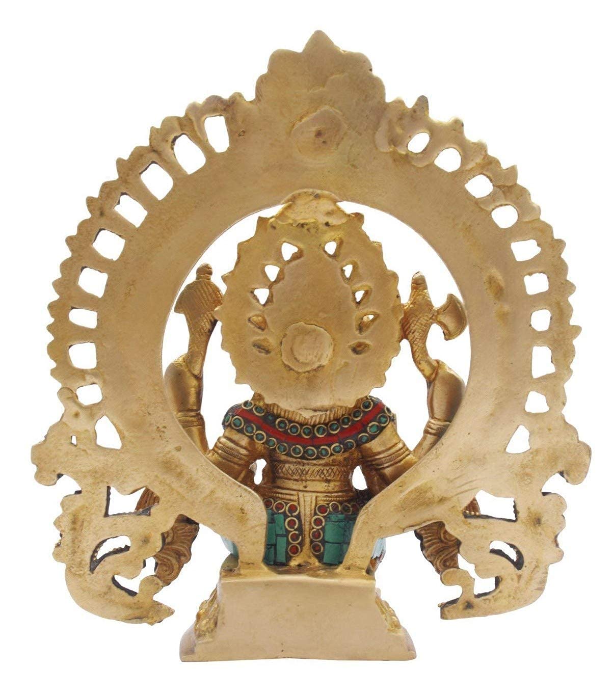 Brass Sitting Ganesha Idol In Multicolor Height 7.5 Inch Weight 2.6 Kg - SvarupArt