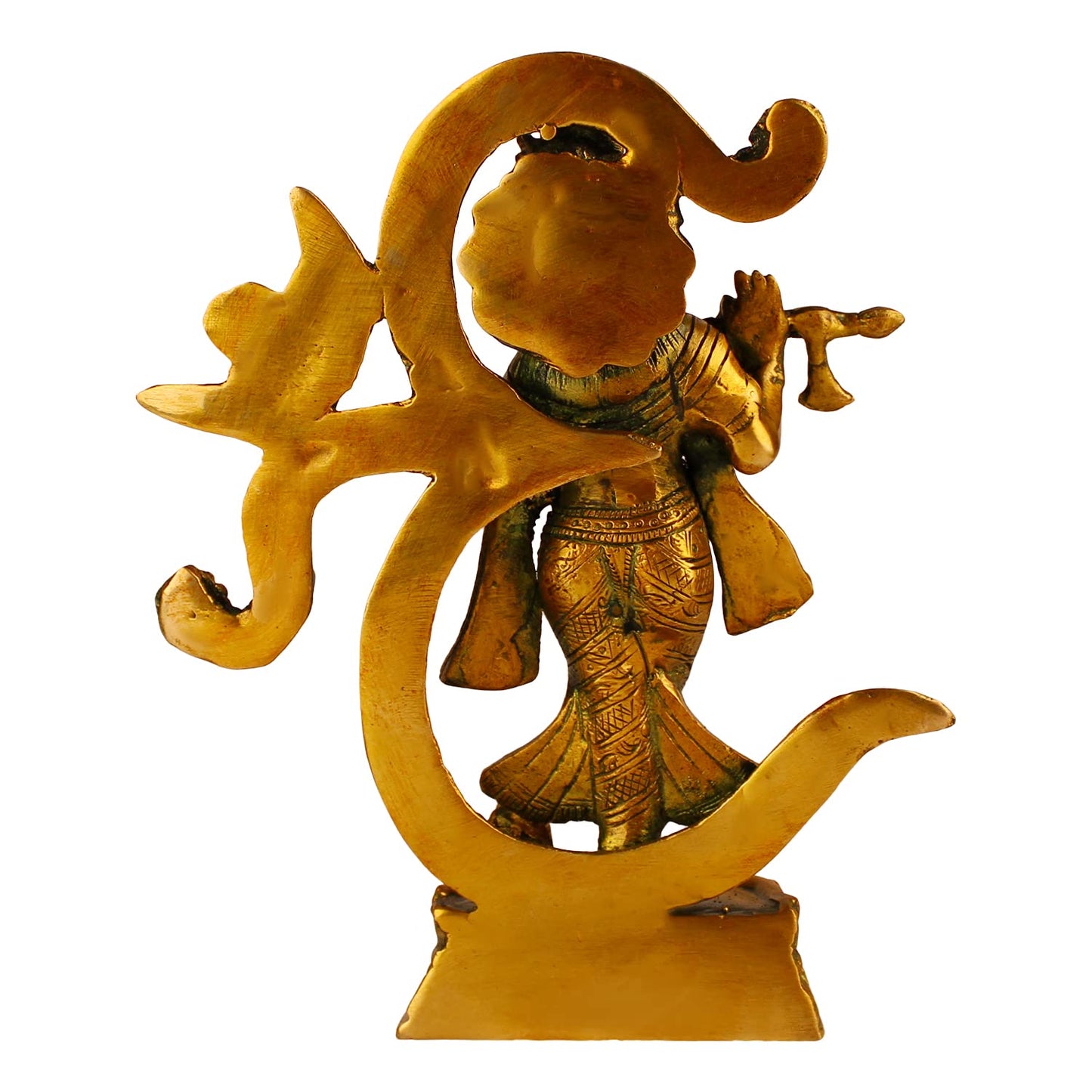 Brass Krishan Bhagwan Idol with Om in Multi Color Height 8 Inch - SvarupArt