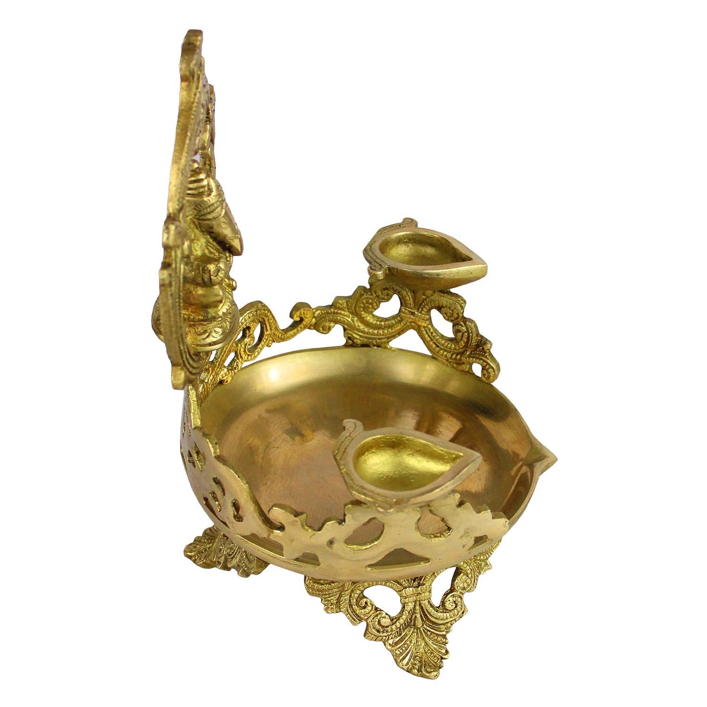 Brass Urli Diya with Ganesh Ji Top: Ideal for Temple, Table Decor & Kapoor Burner. - SvarupArt