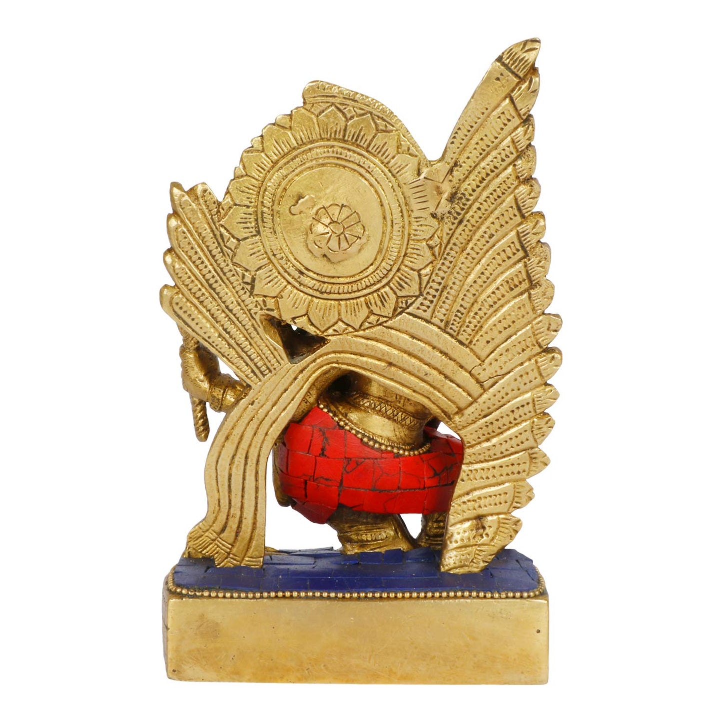 Brass Sitting Ganesha Idol In Multicolor Height 7.5 Inch Weight 1.7 Kg - SvarupArt