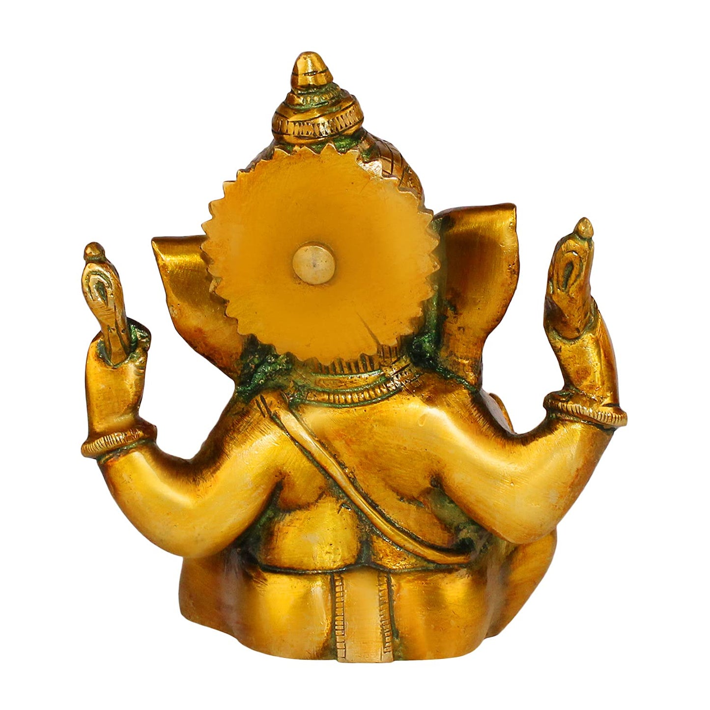 Brass Sitting Ganesha Idol In Multicolor Height 7 Inch Weight 1.5 Kg - SvarupArt