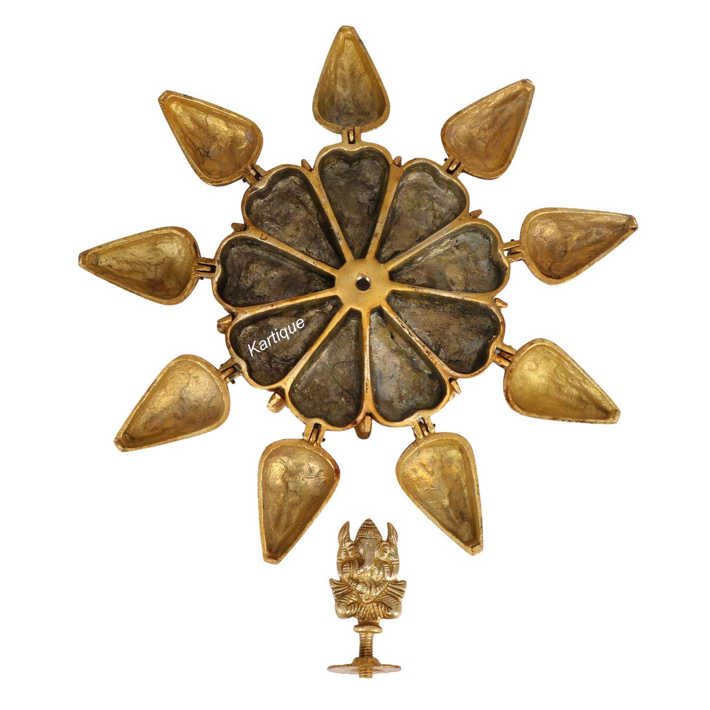 Brass Chopad Ganesha Idol In Gold Color Height 12 Inch Weight 2.4 Kg - SvarupArt