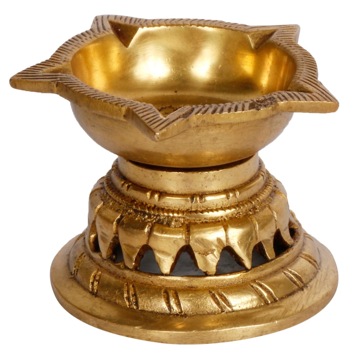 Brass Large Size Oil Lamp Diya: Perfect for Temple Aarti - SvarupArt