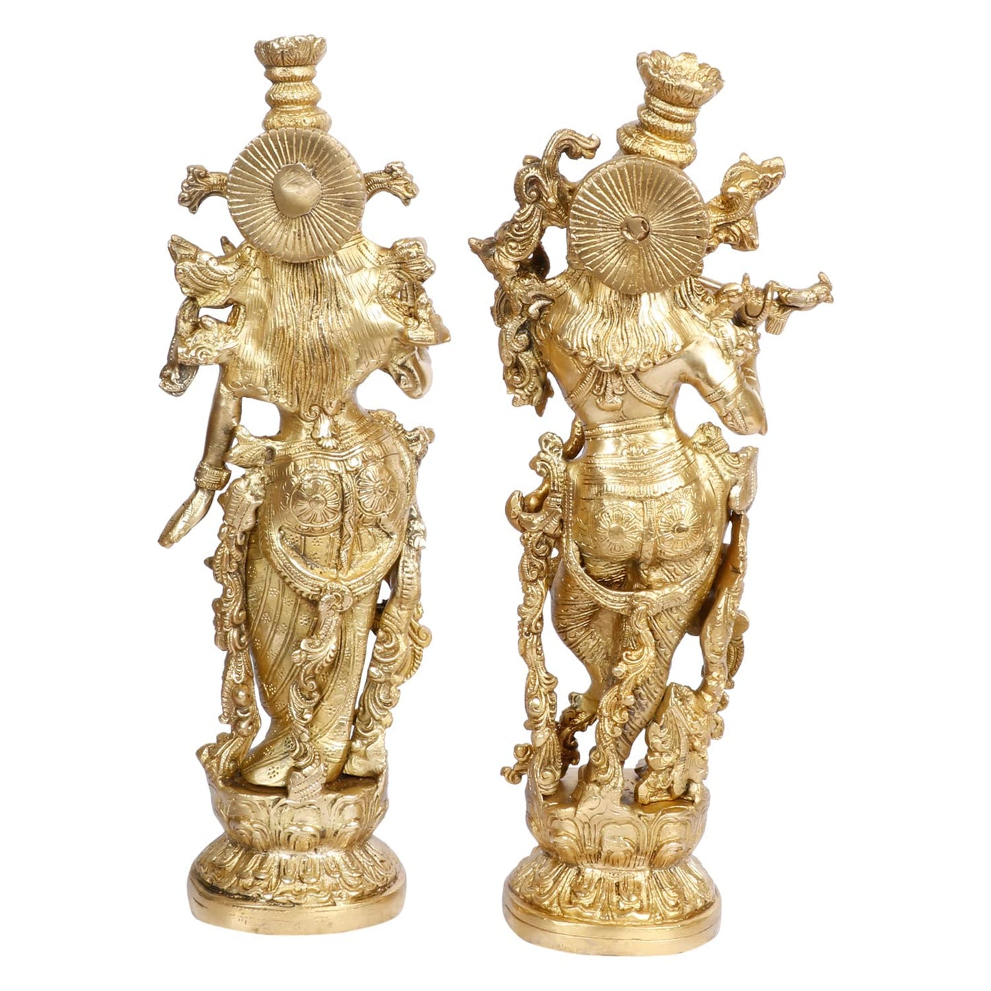 Brass Radh Krishna Idol in Gold Color Height 14 Inch - SvarupArt