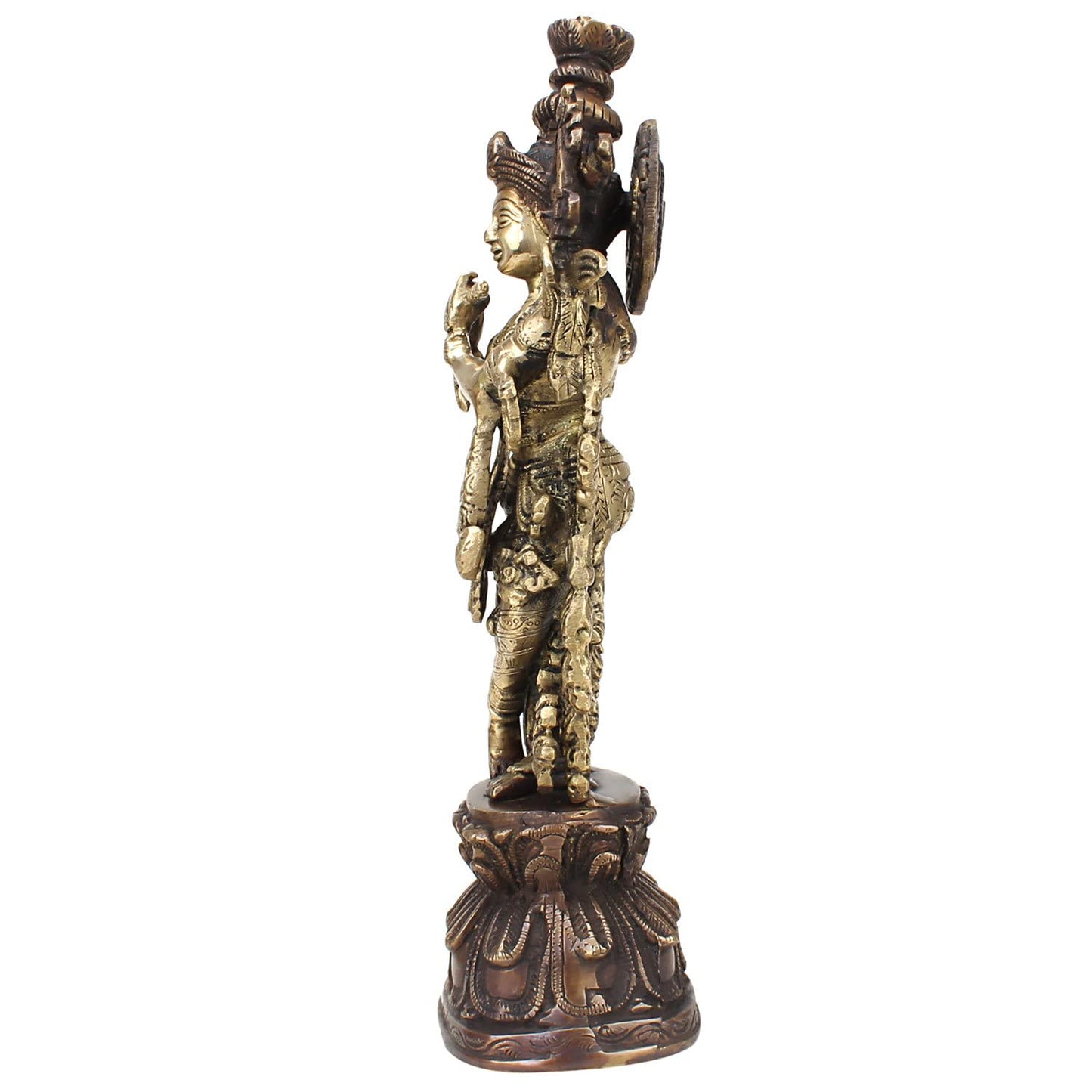 Brass Krishna Idol in Multicolor Height 13 Inch - SvarupArt