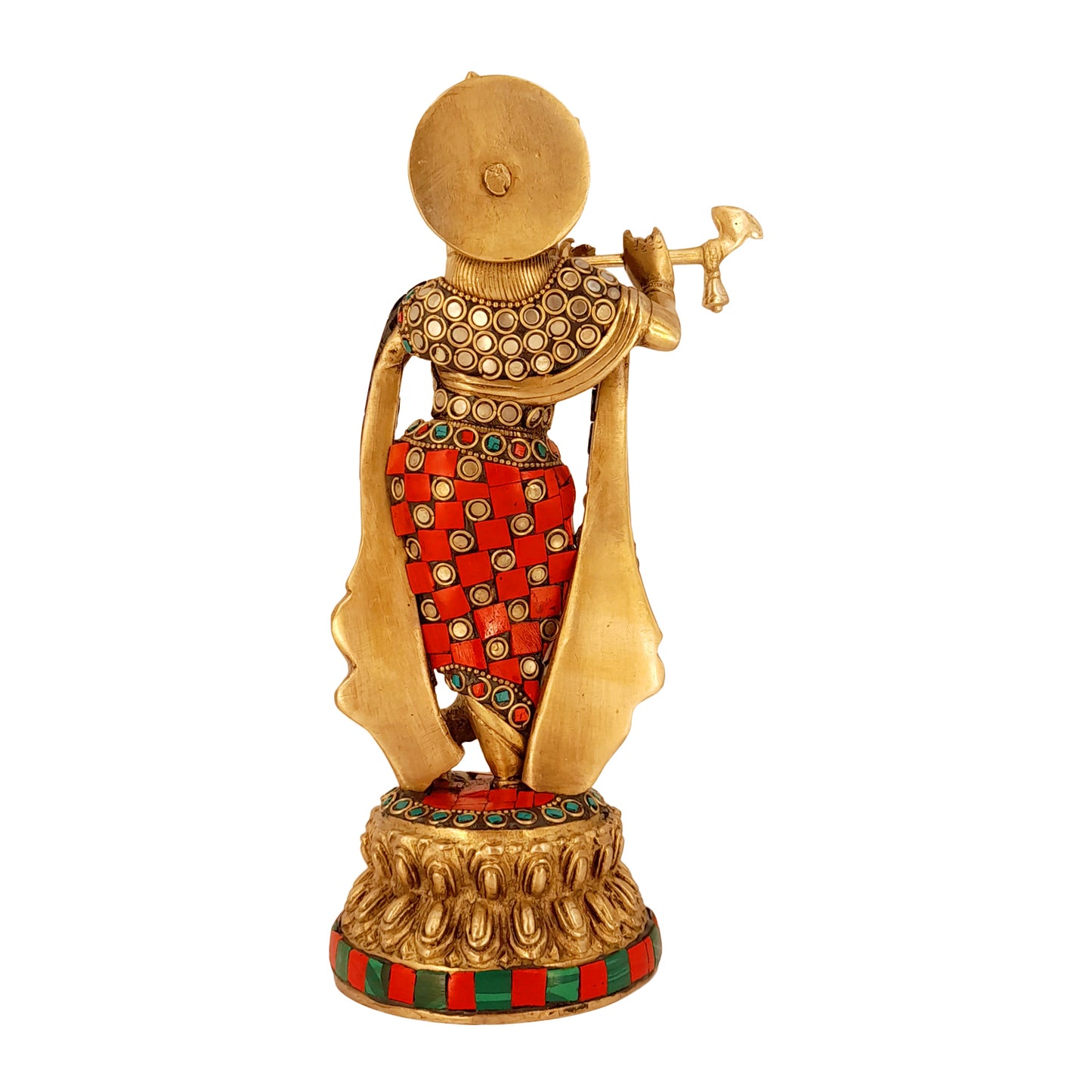 Brass Krishna Murti in Multcolor Height 9.5 Inch - SvarupArt