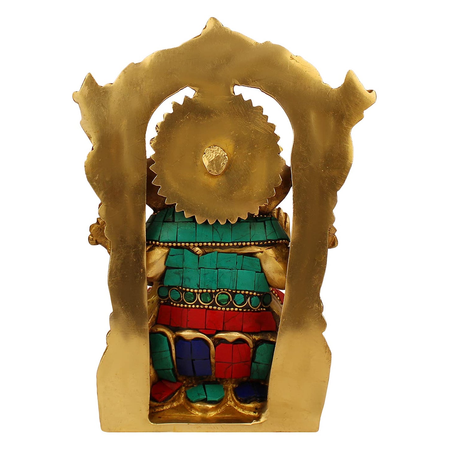 Brass Sitting Ganesha Idol In Multicolor Height 5.5 Inch Weight 2.2 Kg - SvarupArt