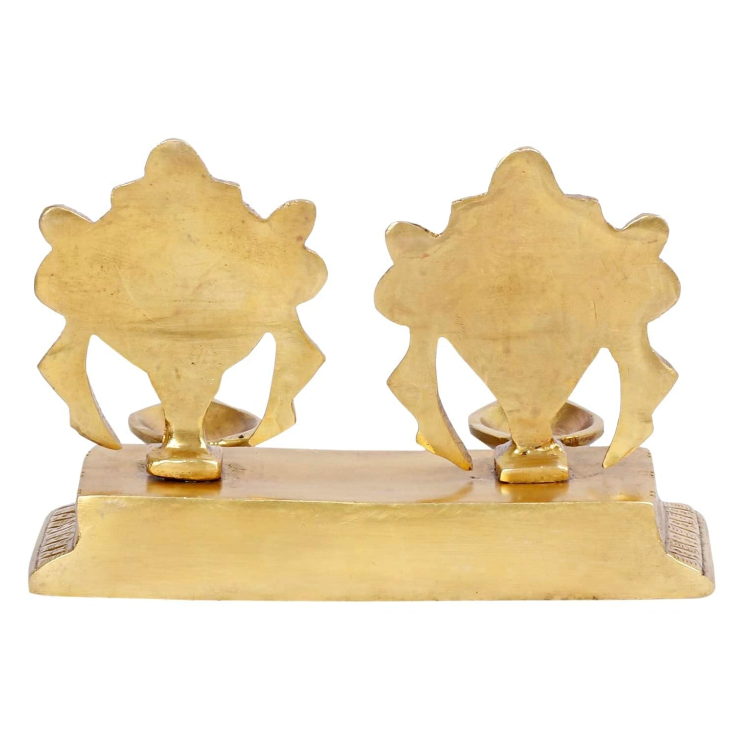 4.25 Inch Brass Shankh Chakra Diya: Gold Color Color - SvarupArt