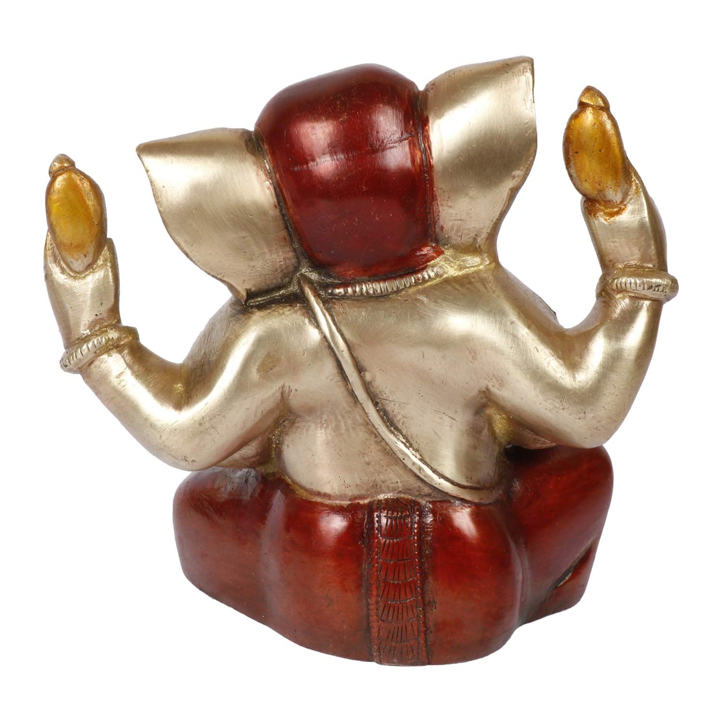 Brass Sitting Ganesha Idol In Multicolor Height 9 Inch Weight 1.8 Kg - SvarupArt