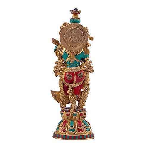 Brass Radha Krishna Idol in Multicolor Height 21 Inch - SvarupArt