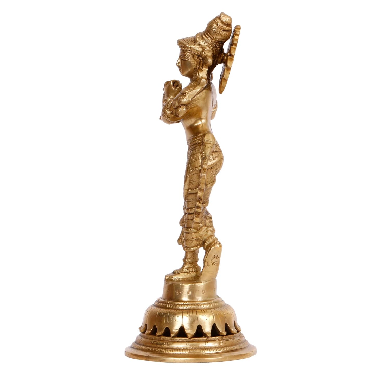 Brass Krishna Murti in Gold Color Height 10 Inch - SvarupArt