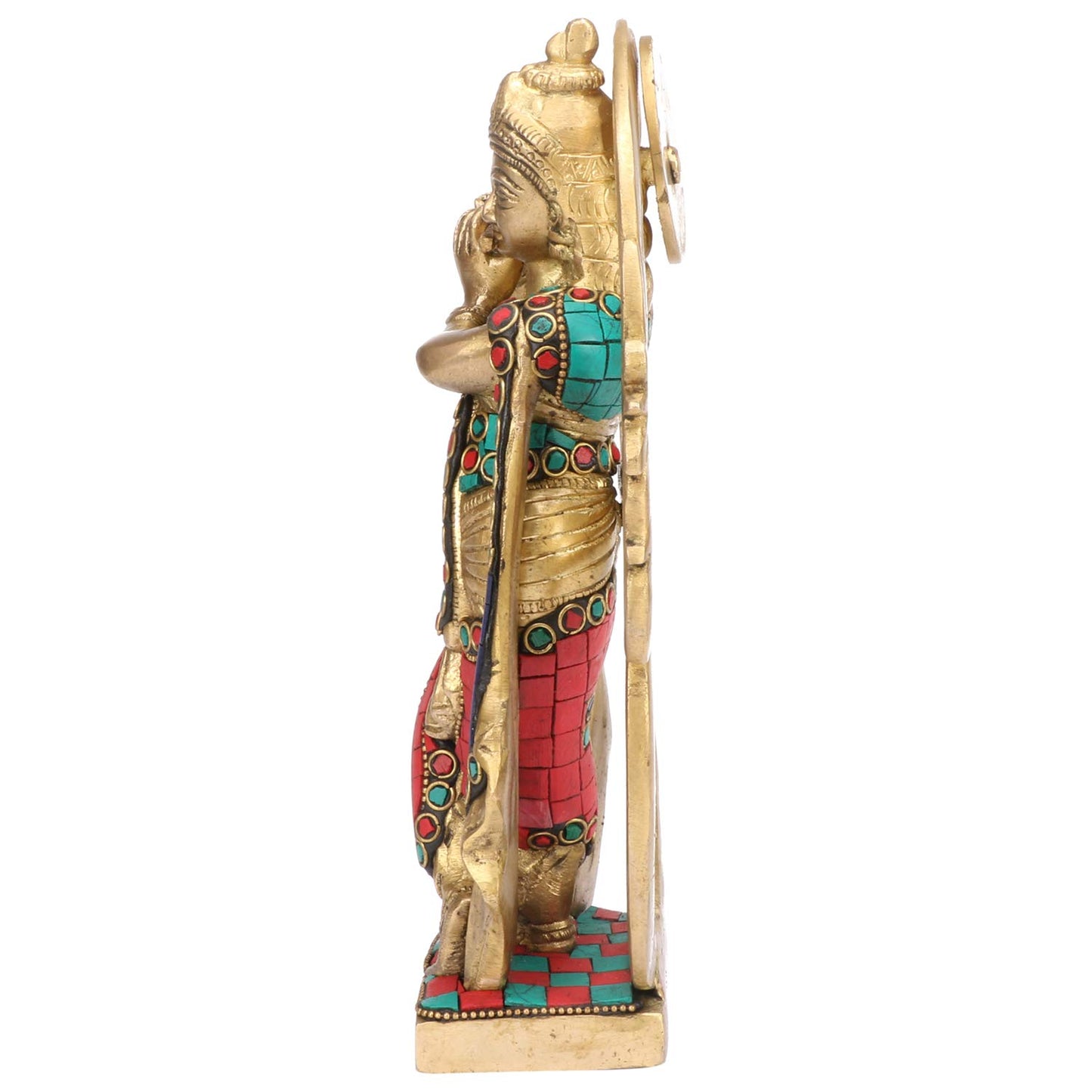 Brass Krishna Murti in Multicolor Heigh 8.5-Inch - SvarupArt