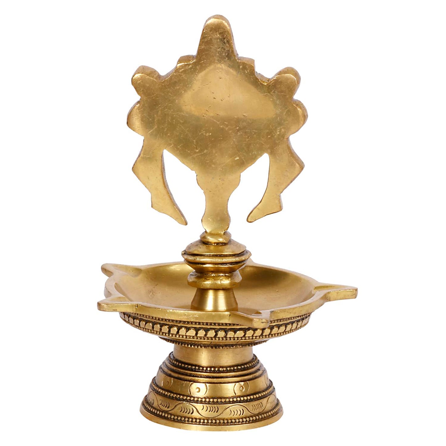 6 Inch Multicolor Brass Chakra Diya: For Temple Aarti, Camphor Burn & Puja. Handheld Design. - SvarupArt