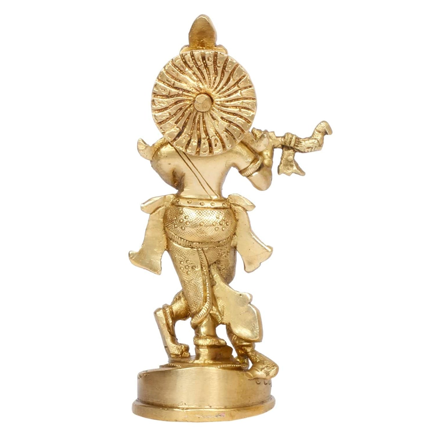 Brass Krishan Bahgwan Murti in Gold Color Height 6.5 Inch - SvarupArt