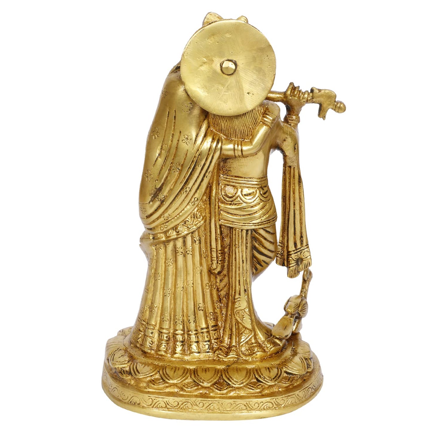 Brass Radha Krishna Idol in Gold Color Height 10.5 Inch - SvarupArt
