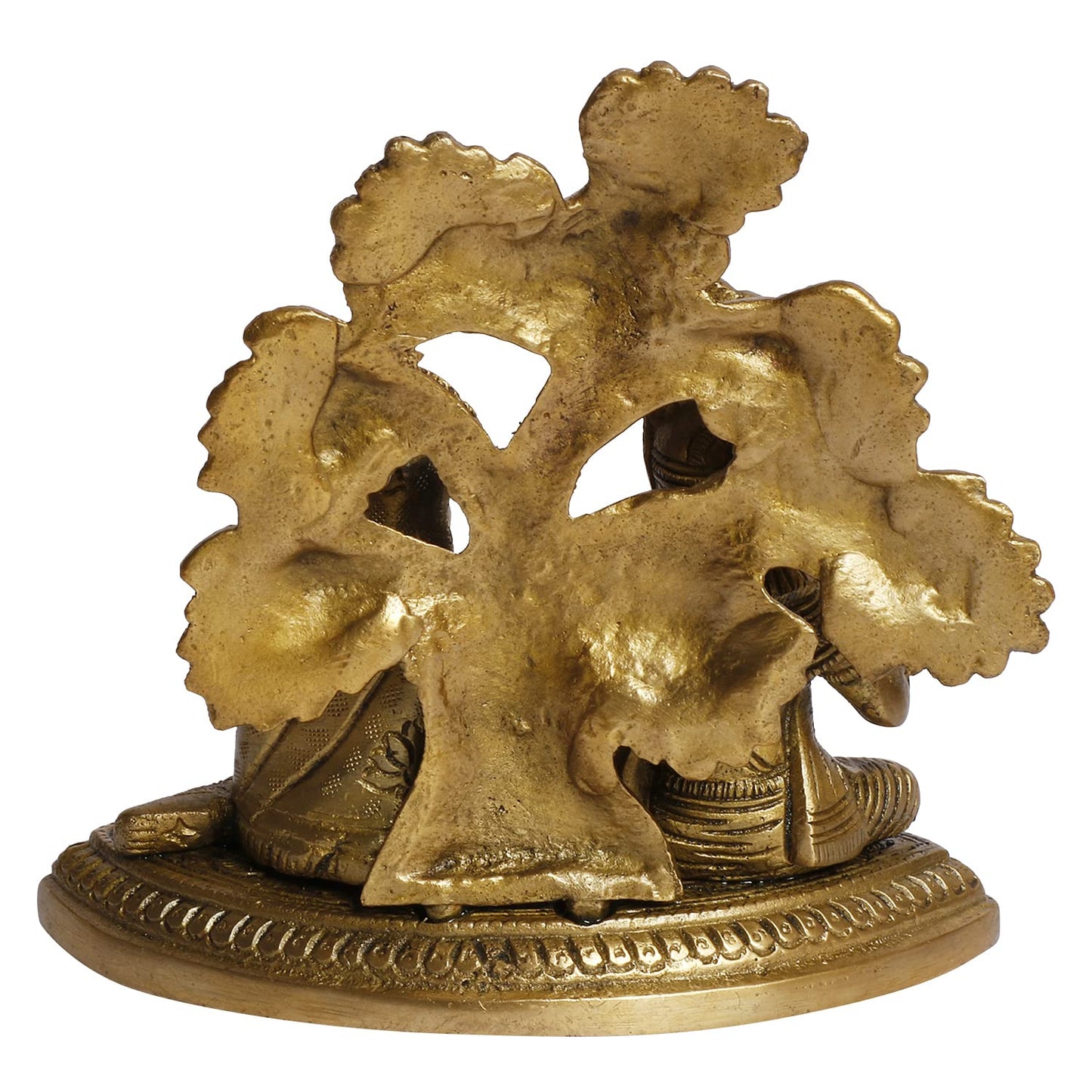 Radha Krishna Murti Under Tree in Gold Color Height 5.5 Inch - SvarupArt