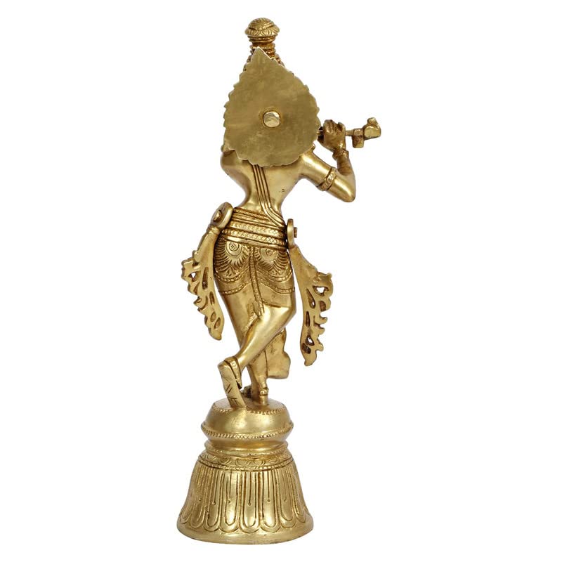 Brass Murli Krishna Murti in Gold Color Height 3 Inch - SvarupArt