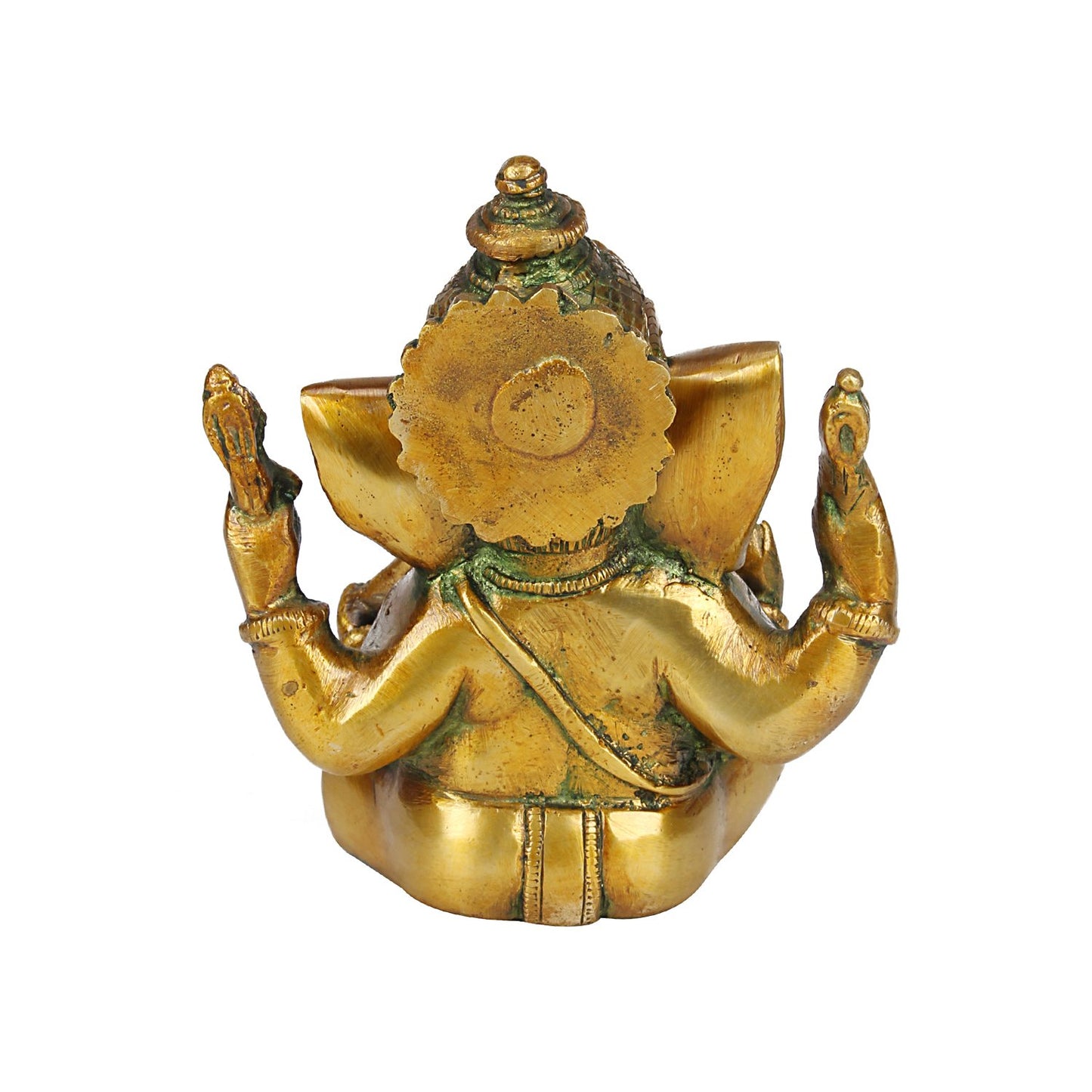 Brass Sitting Ganesha Idol In Multicolor Height 5 Inch Weight 1.3 Kg - SvarupArt