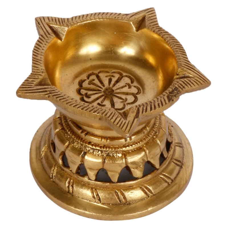 Brass Large Size Oil Lamp Diya: Perfect for Temple Aarti - SvarupArt