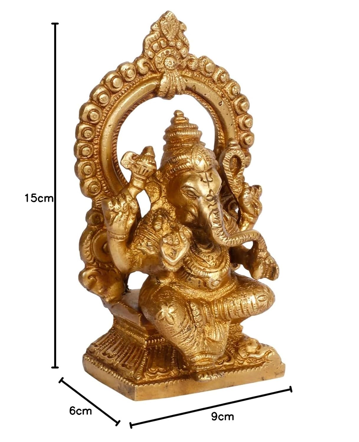 Brass Abstract Ganesha Idol In Gold Color Height 4.5 Inch Weight 0.85 Kg - SvarupArt