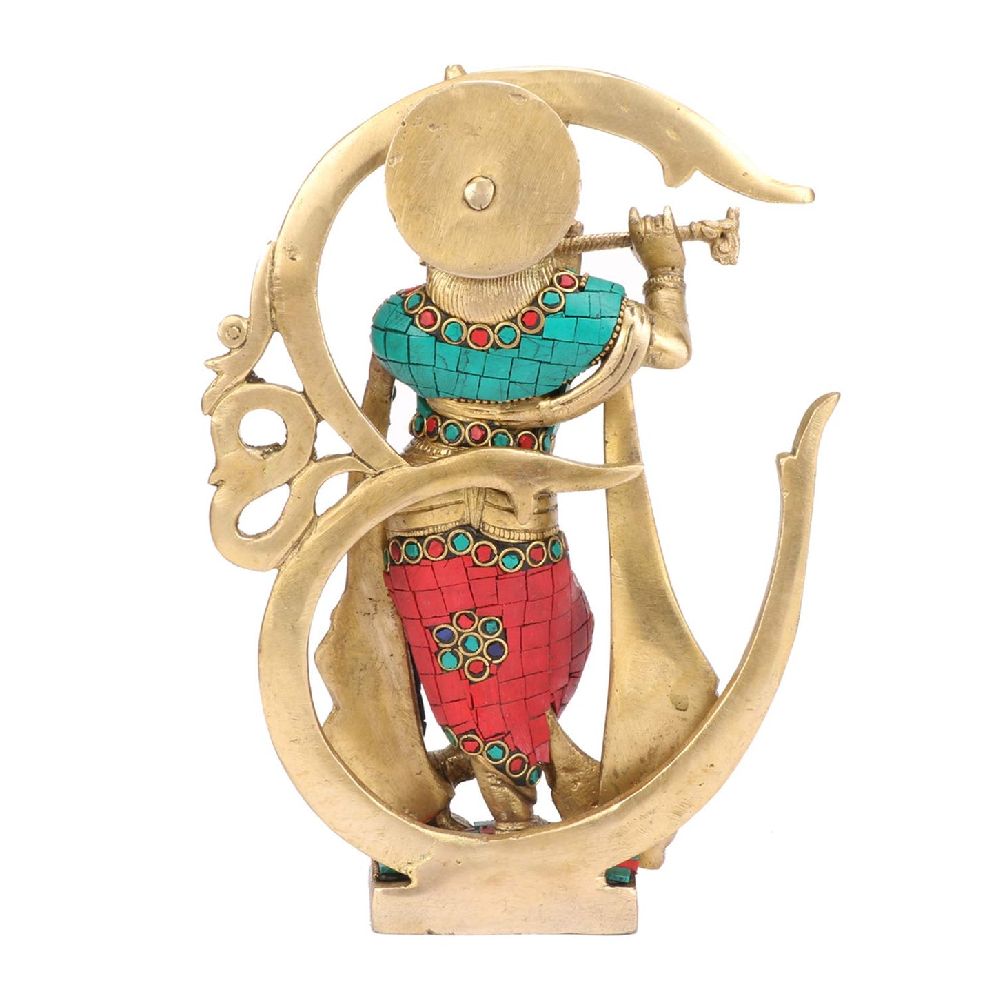Brass Krishna Murti in Multicolor Heigh 8.5-Inch - SvarupArt