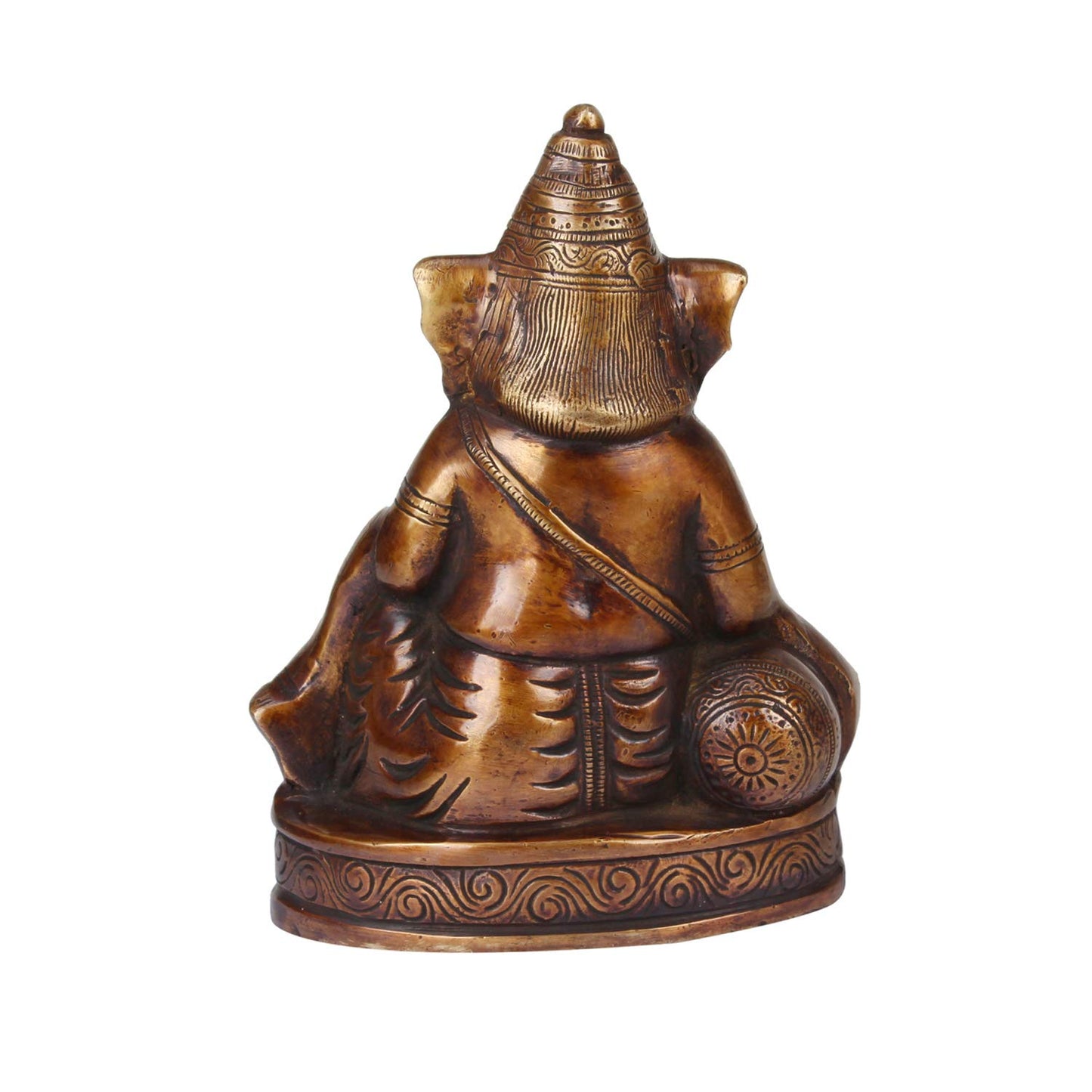 Brass Sitting Ganesha Idol In Gold Color Height 8 Inch Weight 1.1 Kg - SvarupArt