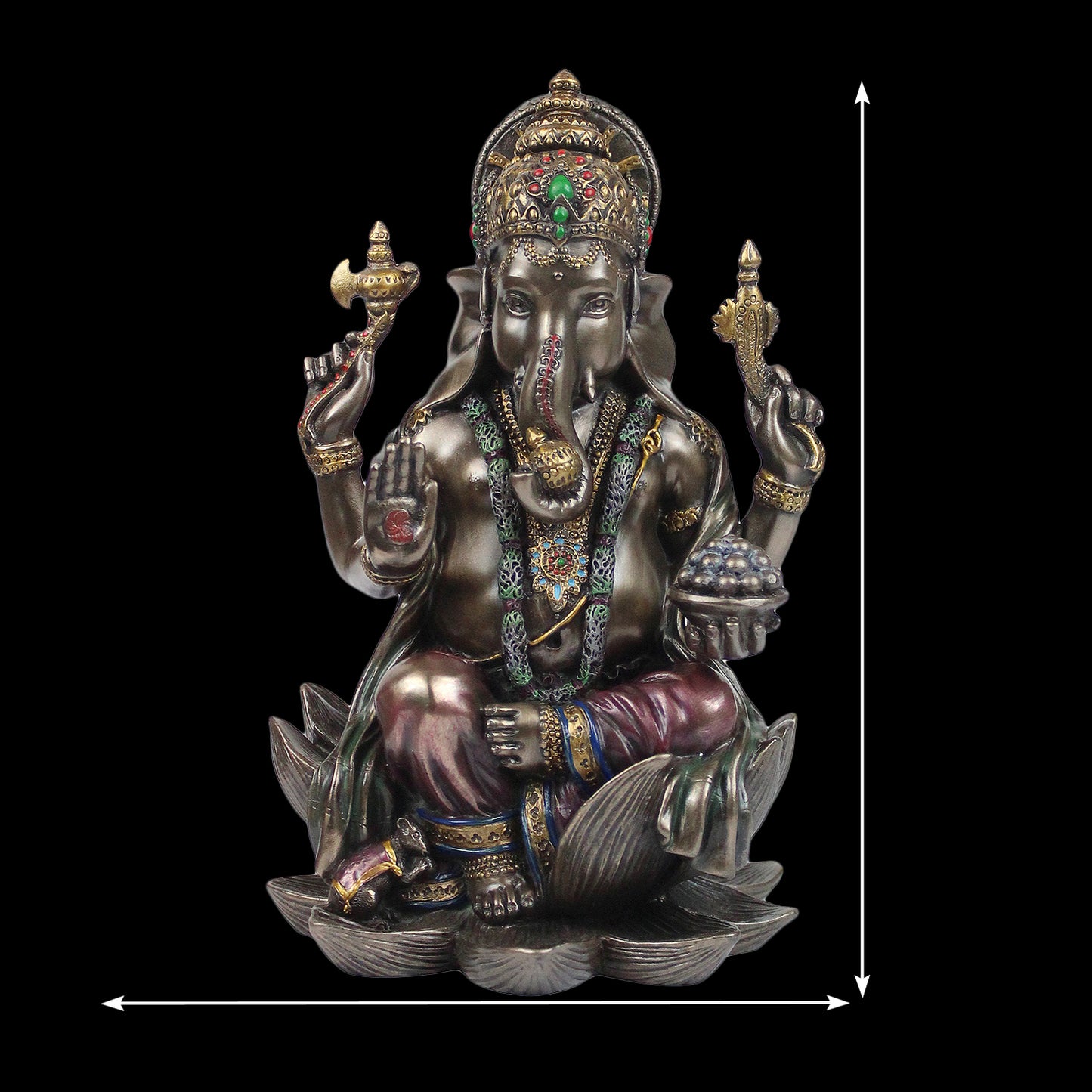 Resin Sitting Ganesha Idol Mangalkari Ganpati Murti In Multicolor Height 7.Inch - SvarupArt
