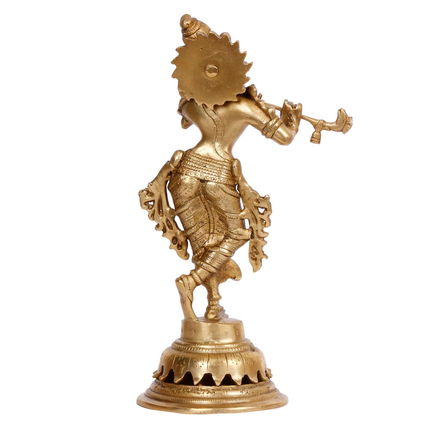 Brass Krishna Murti in Gold Color Height 10 Inch - SvarupArt