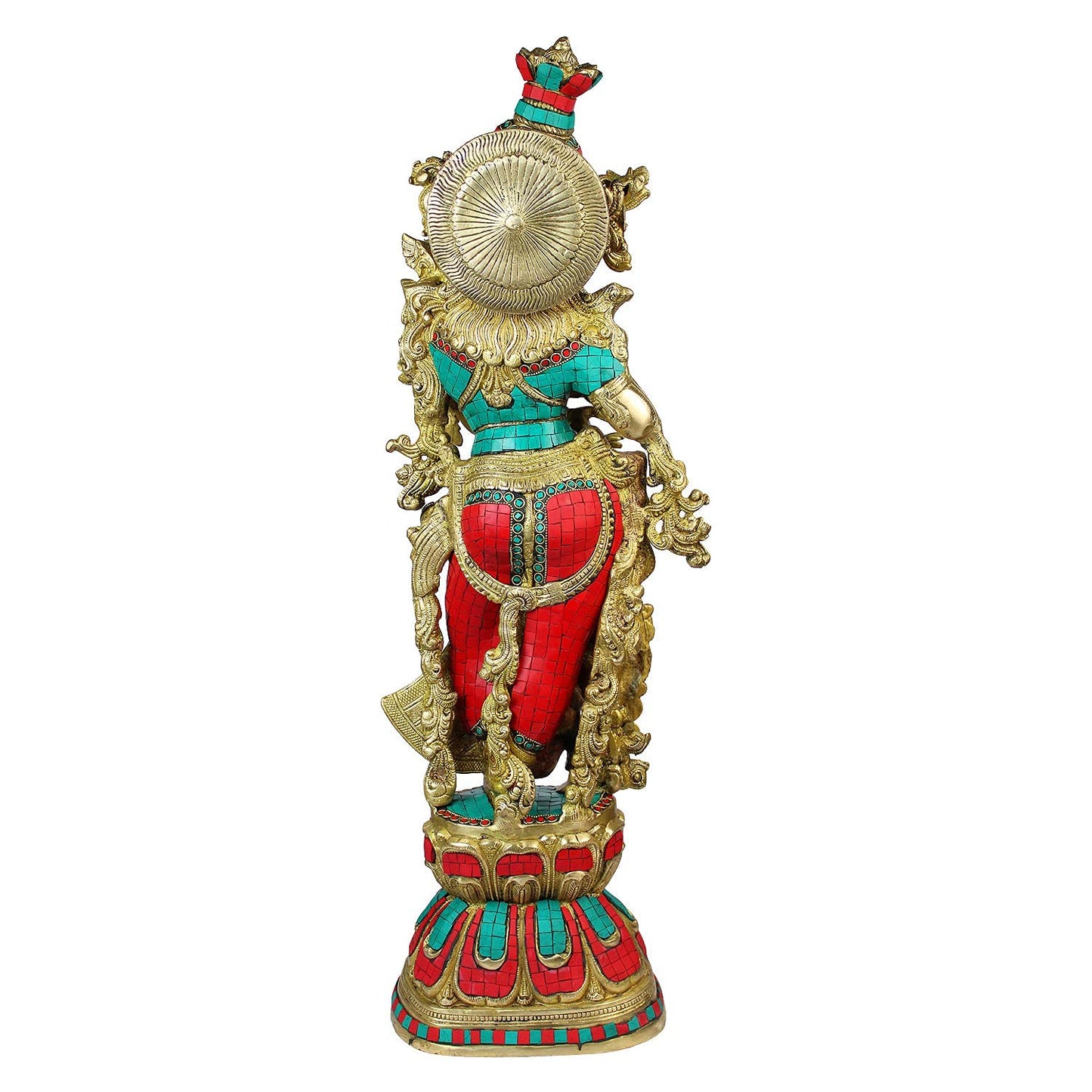 Brass Radha Idol in Multicolor Height 29 Inch - SvarupArt