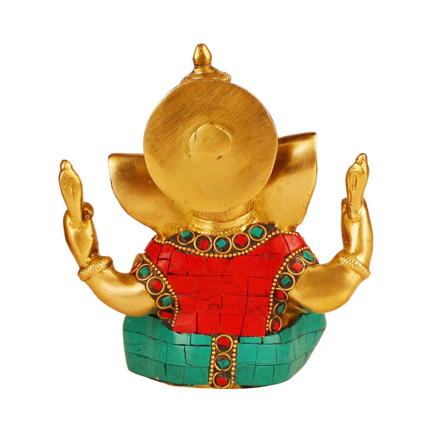 Brass Sitting Ganesha Idol In Multicolor Height 6 Inch Weight 0.99 Kg - SvarupArt