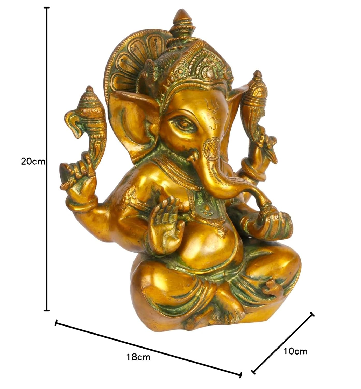 Brass Sitting Ganesha Idol In Multicolor Height 7 Inch Weight 2.5 Kg - SvarupArt