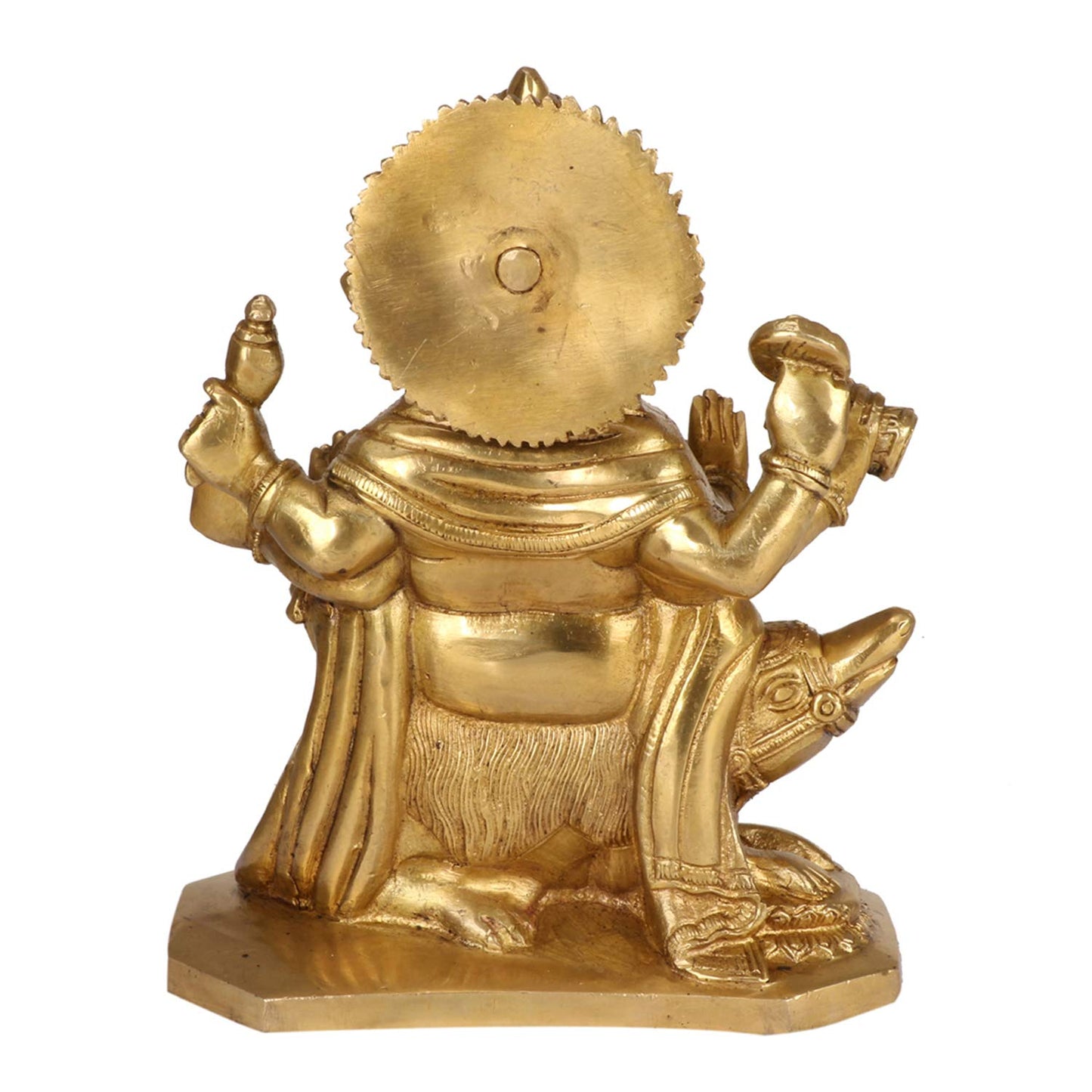 Brass Sitting Ganesha Idol In Gold Color Height 6.5 Inch Weight 1.75 Kg - SvarupArt