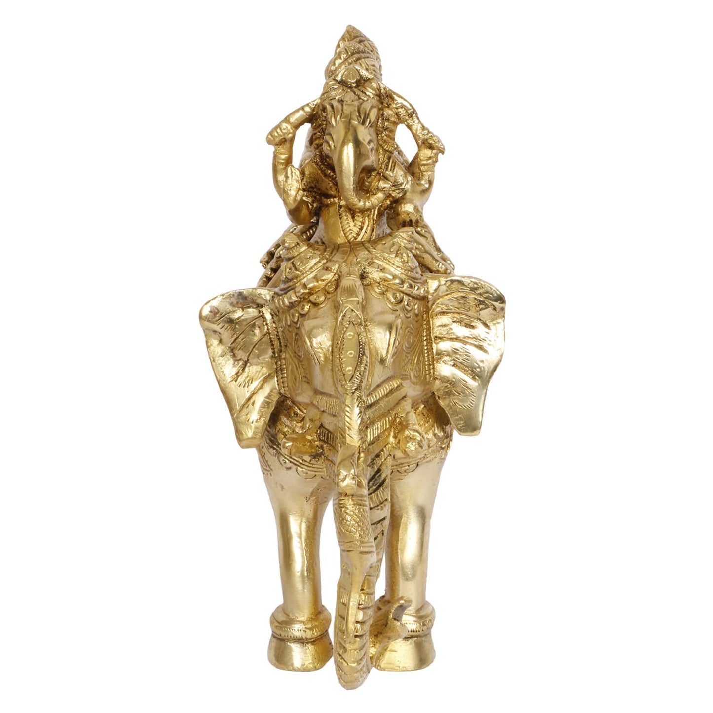Brass Riddhi Siddhi Ganesha Idol In Gold Color Height 9 Inch Weight 2.5 Kg - SvarupArt