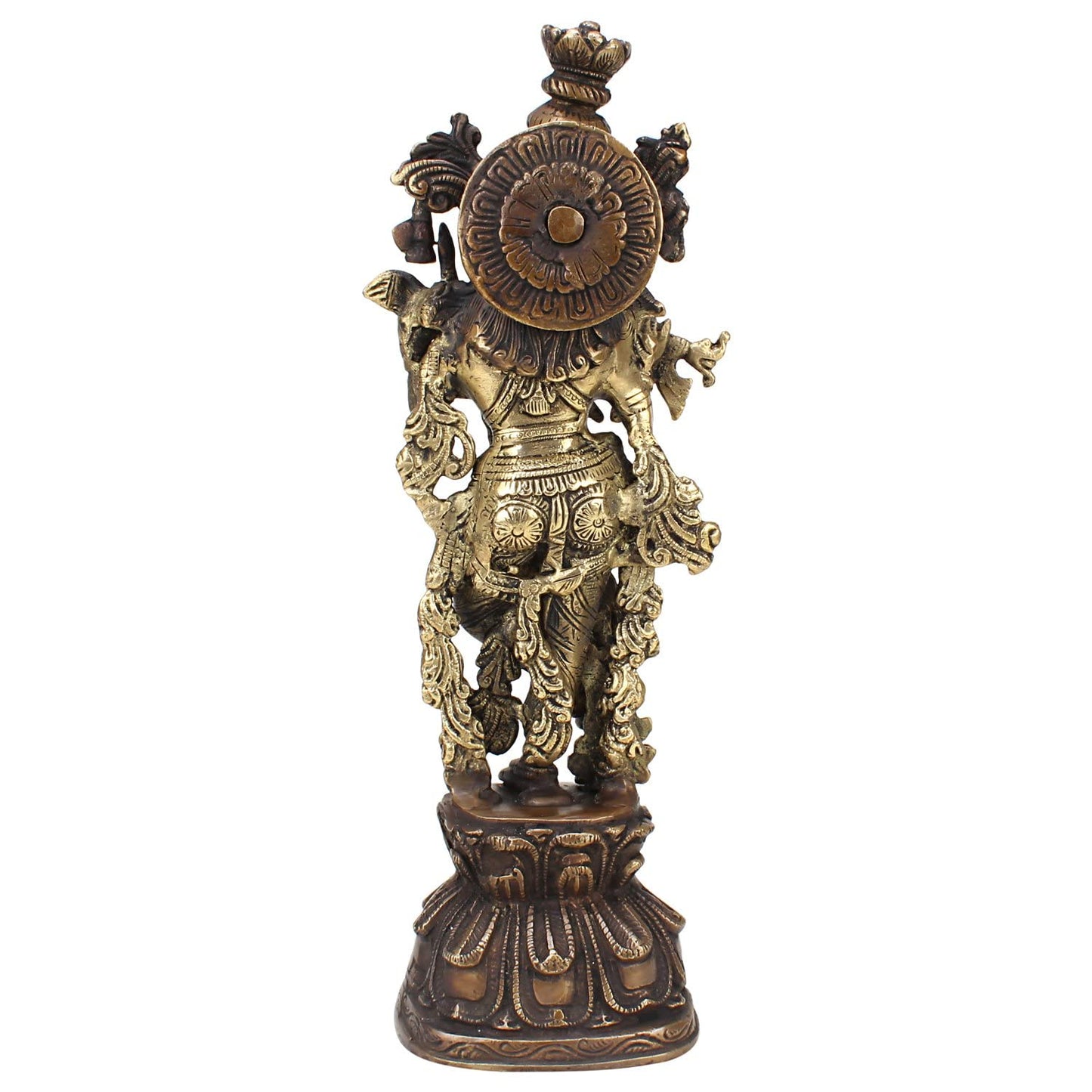 Brass Krishna Idol in Multicolor Height 13 Inch - SvarupArt